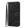 iPhone 15 Pro YX0060 Elephant Head Embossed Phone Leather Case with Lanyard - Black