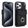 iPhone 15 Pro Rhombic Texture Card Bag Phone Case with Long Lanyard - Black