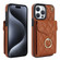 iPhone 15 Pro Rhombic Texture Card Bag Phone Case with Long Lanyard - Brown