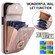 iPhone 15 Pro Rhombic Texture Card Bag Phone Case with Long Lanyard - Rose Gold