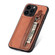 iPhone 15 Pro Carbon Fiber Horizontal Flip Zipper Wallet Phone Case - Brown