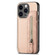 iPhone 15 Pro Carbon Fiber Horizontal Flip Zipper Wallet Phone Case - Khaki