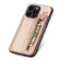 iPhone 15 Pro Carbon Fiber Horizontal Flip Zipper Wallet Phone Case - Khaki