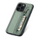iPhone 15 Pro Carbon Fiber Horizontal Flip Zipper Wallet Phone Case - Green