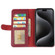 iPhone 15 Pro GEBEI Top-grain Horizontal Flip Leather Phone Case - Wine Red