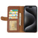 iPhone 15 Pro GEBEI Top-grain Horizontal Flip Leather Phone Case - Brown