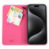 iPhone 15 Pro GEBEI Top-grain Horizontal Flip Leather Phone Case - Rose Red