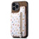 iPhone 15 Pro Retro Painted Zipper Wallet Back Phone Case - Brown