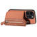 iPhone 15 Carbon Fiber Horizontal Flip Zipper Wallet Phone Case - Brown