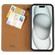 iPhone 15 GEBEI Top-grain Horizontal Flip Leather Phone Case - Brown