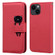 iPhone 15 Cartoon Buckle Horizontal Flip Leather Phone Case - Red