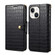 iPhone 15 Denior Crocodile Texture Oil Edge Leather Phone Case - Black