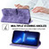 iPhone 15 Cartoon Sakura Cat Embossed Leather Phone Case - Purple