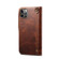 iPhone 15 Denior Oil Wax Cowhide Magnetic Button Genuine Leather Case - Brown