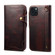 iPhone 15 Denior Oil Wax Cowhide Magnetic Button Genuine Leather Case - Dark Red
