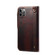 iPhone 15 Denior Oil Wax Cowhide Magnetic Button Genuine Leather Case - Dark Red