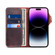 iPhone 15 Denior Oil Wax Cowhide Magnetic Button Genuine Leather Case - Dark Red