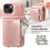 iPhone 15 Crossbody Lanyard Zipper Wallet Leather Phone Case - Rose Gold
