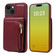 iPhone 15 Crossbody Lanyard Zipper Wallet Leather Phone Case - Wine Red