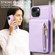 iPhone 15 Crossbody Lanyard Zipper Wallet Leather Phone Case - Purple