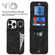 iPhone 15 Plus Retro Ring and Zipper RFID Card Slot Phone Case - Black