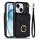 iPhone 15 Plus Ring Holder RFID Card Slot Phone Case - Black