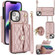 iPhone 15 Plus Crossbody Rhombic Horizontal Wallet Leather Phone Case - Rose Gold