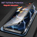 iPhone 15 Plus Dual-Lock Anti-peeping Glass 360 Full Body Frosted Magnetic Phone Case - Silver