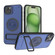 iPhone 15 Plus Carbon Fiber Texture PC + TPU Phone Case with Metal Holder - Blue