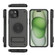 iPhone 15 Plus Carbon Fiber Texture PC + TPU Phone Case with Metal Holder - Black