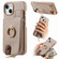 iPhone 15 Plus Litchi Leather Oil Edge Ring Zipper Wallet Back Phone Case - Khaki