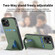 iPhone 15 Pro Max Carbon Fiber Card Bag Fold Stand Phone Case - Green