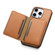 iPhone 15 Pro Max Denior Cowhide Texture Leather MagSafe Detachable Wallet Phone Case - Khaki