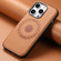 iPhone 15 Pro Max Denior Cowhide Texture Leather MagSafe Phone Case - Khaki