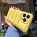 iPhone 15 Pro Fine Hole Eiderdown Airbag Phone Case - Yellow