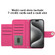 iPhone 15 Pro Rhombic Texture Flip Leather Phone Case with Lanyard - Rose Red