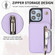 iPhone 15 Pro YM006 Skin Feel Zipper Card Bag Phone Case with Dual Lanyard - Light Purple