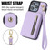 iPhone 15 Pro YM006 Skin Feel Zipper Card Bag Phone Case with Dual Lanyard - Light Purple