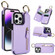 iPhone 15 Pro Max Litchi Texture Zipper Double Buckle Card Bag Phone Case - Purple