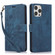 iPhone 15 Pro Max Orchid Butterfly Embossed Leather Phone Case - Blue