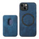 iPhone 15 Pro Max Retro Leather Card Bag Magnetic Phone Case - Blue