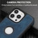 iPhone 15 Pro Max Splicing Sewing Hollow Cutout PU Phone Case - Blue