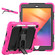 iPad 10.2 2021 / 2020 / 2019 Shockproof Colorful Silica Gel + PC Protective Case with Holder & Shoulder Strap - Rose Red