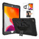 iPad 10.2 Contrast Color Silicone + PC Combination Case with Holder - Black