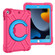 iPad 10.2 PC + Silicone Shockproof Combination Case with 360 Degree Rotating Holder & Handle - Rose Red+Blue