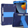 iPad 10.2 Shockproof Two-Color Silicone Protection Case with Holder & Pen Slot - Dark Blue+Blue