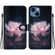 iPhone 14 Plus Crystal Texture Colored Drawing Leather Phone Case - Purple Peony