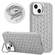 iPhone 14 Plus Honeycomb Radiating Lens Holder Magsafe Phone Case with Lanyard - Grey