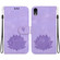 iPhone XR Lotus Embossed Leather Phone Case - Purple