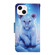 iPhone 14 Plus 3D Colored Drawing Flip Leather Phone Case - Leopard